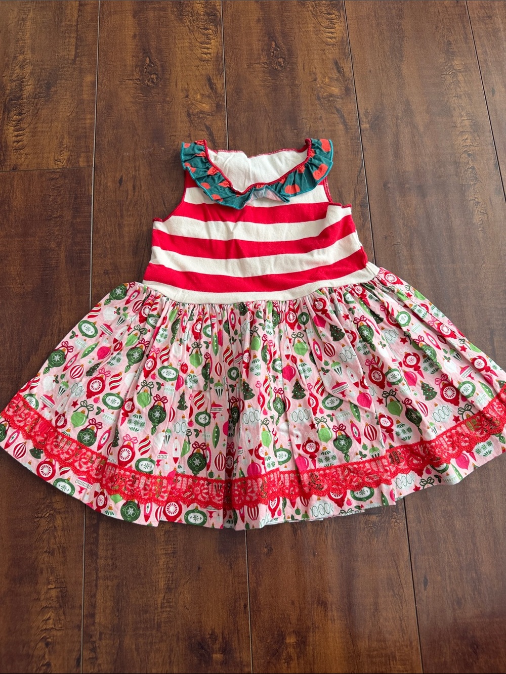 Platinum Matilda Jane Red, White & Green Striped Holiday Top